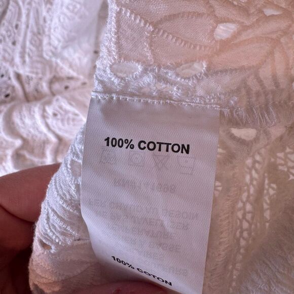 Ramy Brook Hilaria Eyelet Dress NWT White L Strapless Mini Smocked Cotton Boho - Picture 9 of 9